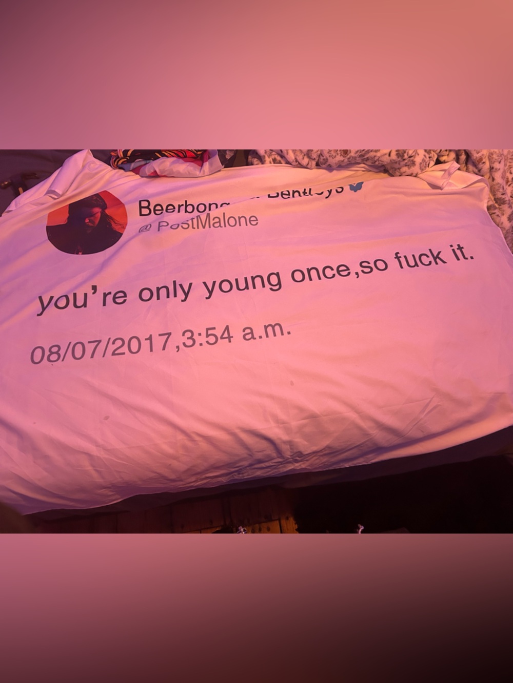 Custom Printed White Bedding Duvet Cover with Black Text